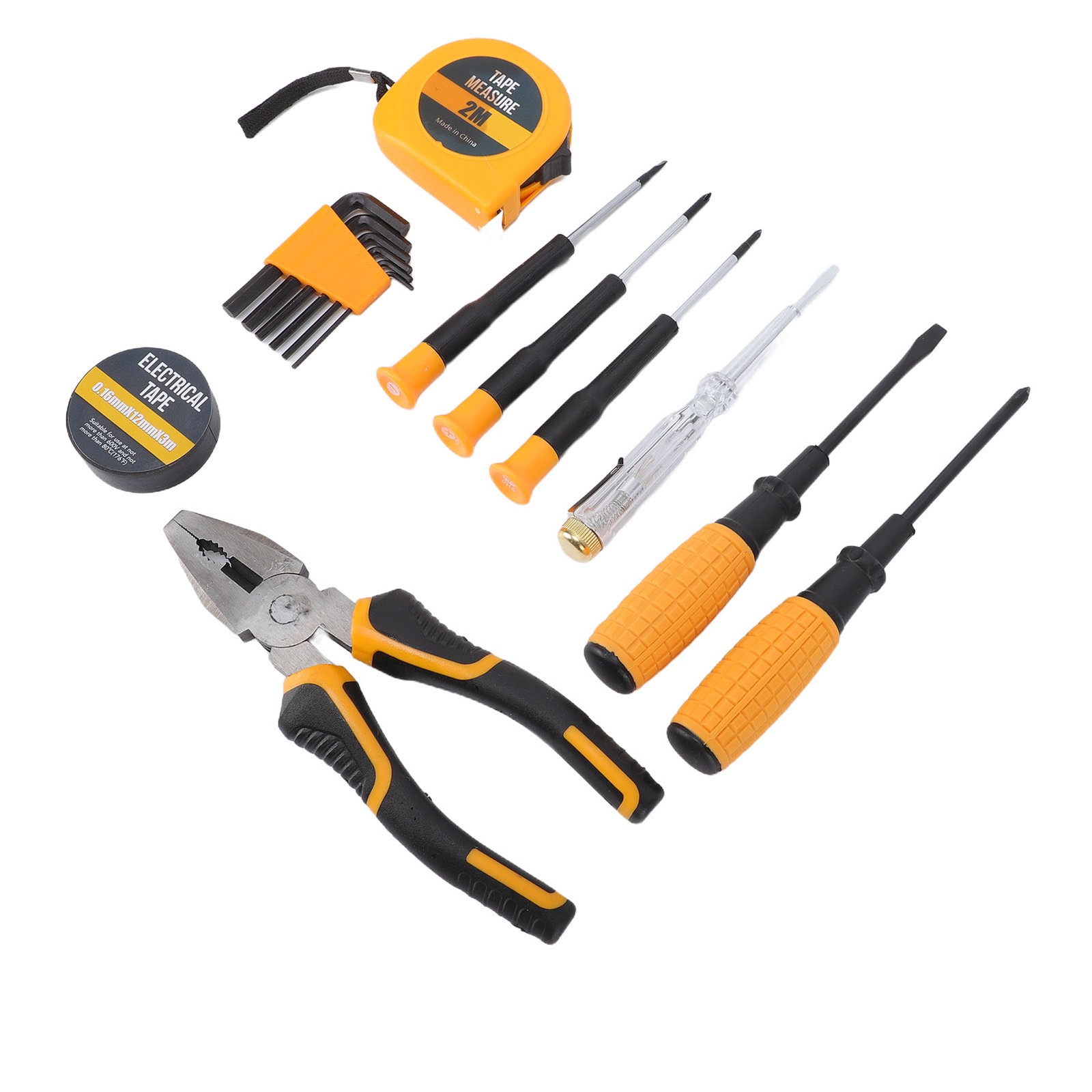 15Pcs Hardware Tool Set Screwdriver Wrench Tape Measure For Household Repair