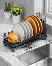 Small Dish Drying Rack for Kitchen Counter, Dish Drainer Drying Rack with Dra...