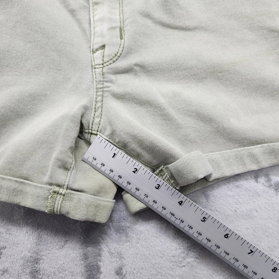 Pantalones Cortos Mossimo Para Mujer 6/28R Verde Tiro Medio Midi Puños Elastizados Denim Informales Foto 4 de 4