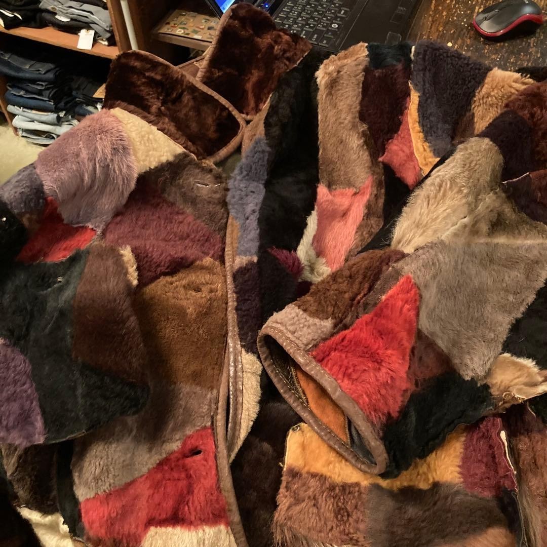 BONBEC Patchwork Shearling Sheepskin Jacket M Bro… - image 10