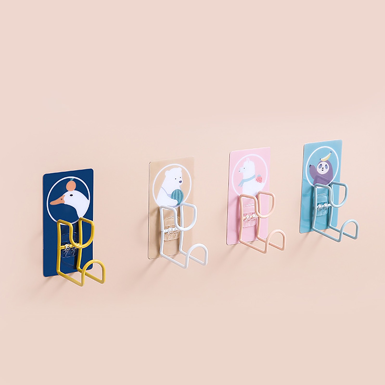Cute Hooks Wall Mounted 360° Rotating Hook Orderly Storage Strong Stickiness Tow