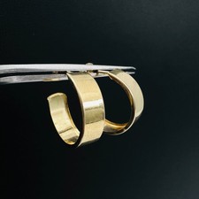 Estate Solid 14K Yellow Gold Lightweight Half J-Hoop Earrings, .60", .9g