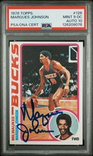 1978 Marques Johnson signed ROOKIE card Topps #126 PSA 9 AUTO 10 MINT RC Pop 1