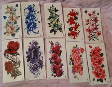 10 Temporary Tattoos Flowers Roses Lilies Brand New Large Size
