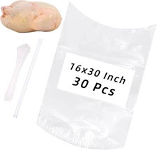 Large Turkey Shrink Bags,30 Pcs 16X30 Inches Clear Poultry Heat Shrink Bags Free