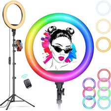 10.2" Selfie Ring Light with 65" Adjustable Tripod Stand  Phone Holder for L...