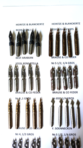 COLLECTION of 13 Different PEN NIBS 5 Pcs Each, Germany, England, Zchech., 1930s - Picture 2 of 24
