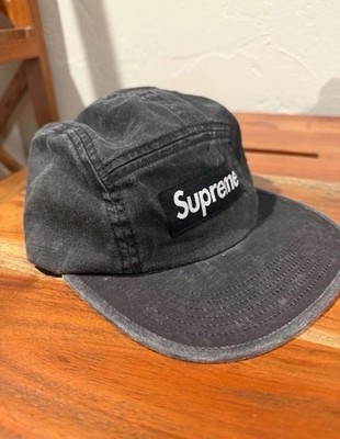 Supreme Black Washed Camp Cap Box Logo 5-Panel Hat Adjustable | eBay