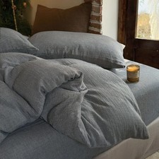 NSNLGSGC Muslin Cotton Duvet Cover Queen Size Gray Checked
