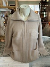 Vintage 70s 80s London Fog Men  s Knit Zip Up Tan Cardigan Sweater M USA Grandpa