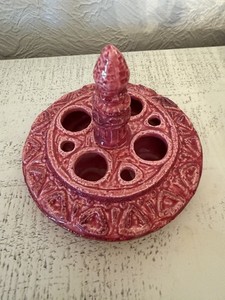 VTG National Pottery Napco Pink Triangle Lipstick and Ring Holder C-7035 New