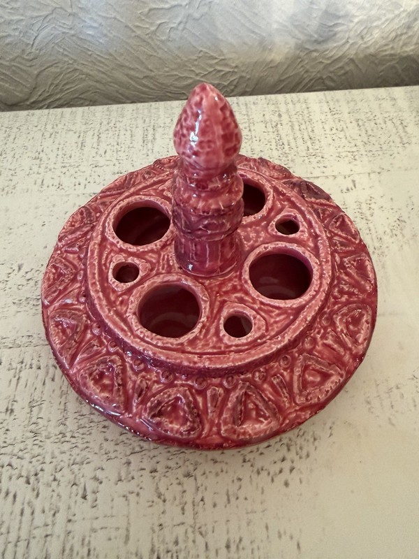 VTG National Pottery Napco Pink Triangle Lipstick and Ring Holder C-7035 New