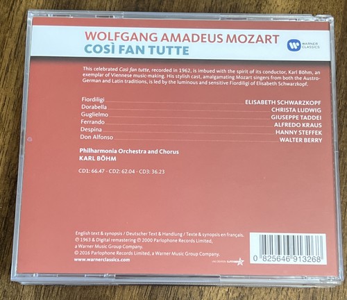 Cosi Fan Tutte by Mozart / Bohm, Karl (3 CD Box Set, 2016) - Picture 2 of 5