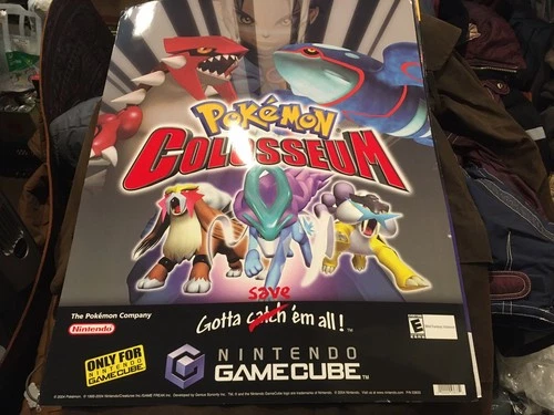 Vintage Pokemon Colosseum Nintendo GameCube Store Promo Poster Display Standee