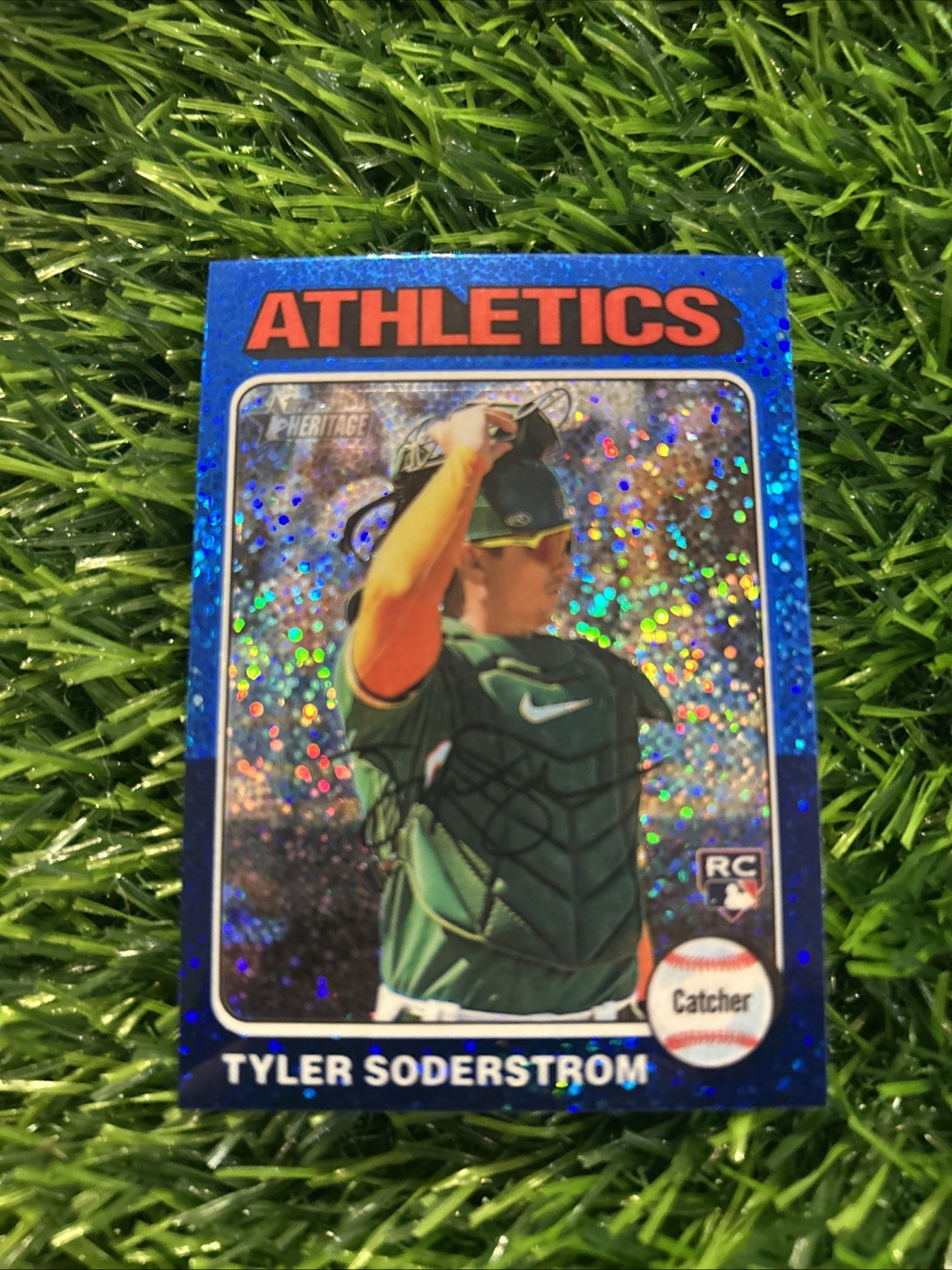 2024 Topps Heritage - Chrome Blue Sparkle Refractor #471 Tyler Soderstrom RC A94