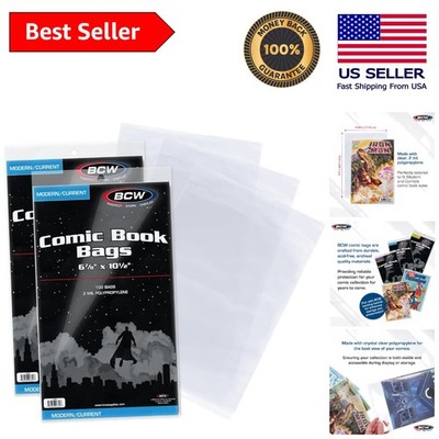 Crystal Clear Acid-Free Comic Bags - 200 Count for Current Issues 6 7/8 x 10 1/2