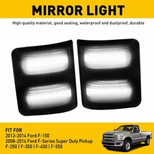 For 08-16 Ford F250 F350 F450 F550 White LED Side Mirror Signal Lights Smoke 2pc