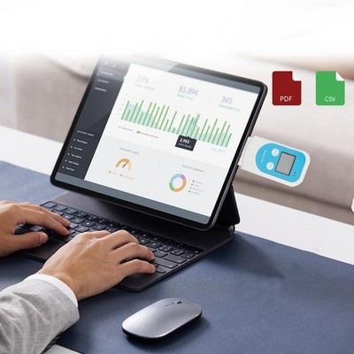 USB Temperatur Feuchte Logger mit LCD Display 10 x 4,2 cm blau weiß