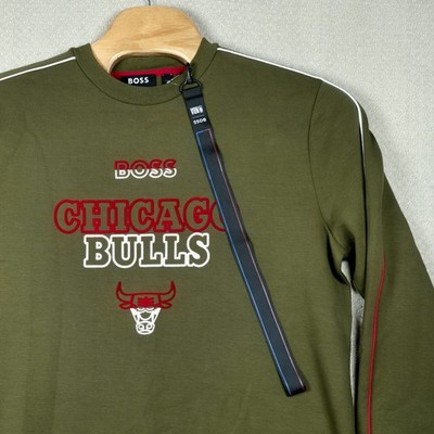 BOSS Hugo Boss x NBA Chicago Bulls T-Ames Sweatshirt Men's XL Olive Green NWOT