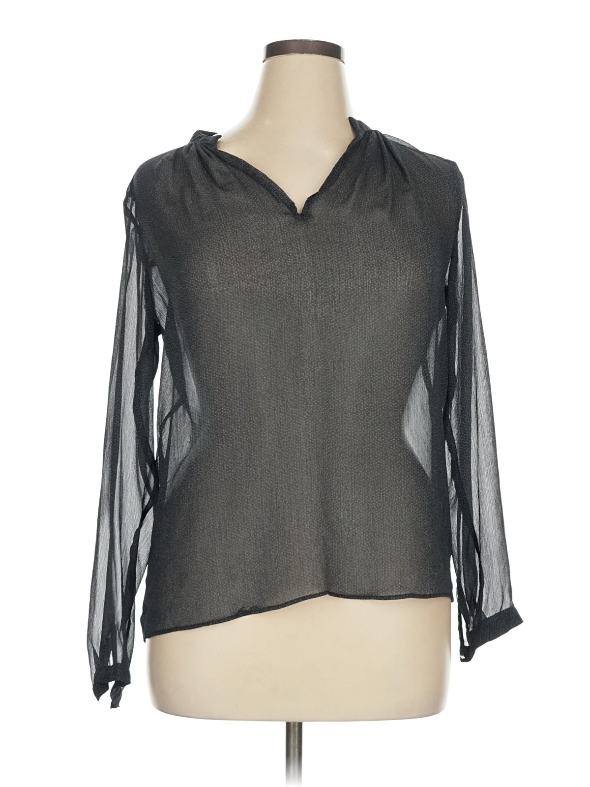 Mango Women Gray Long Sleeve Blouse XL