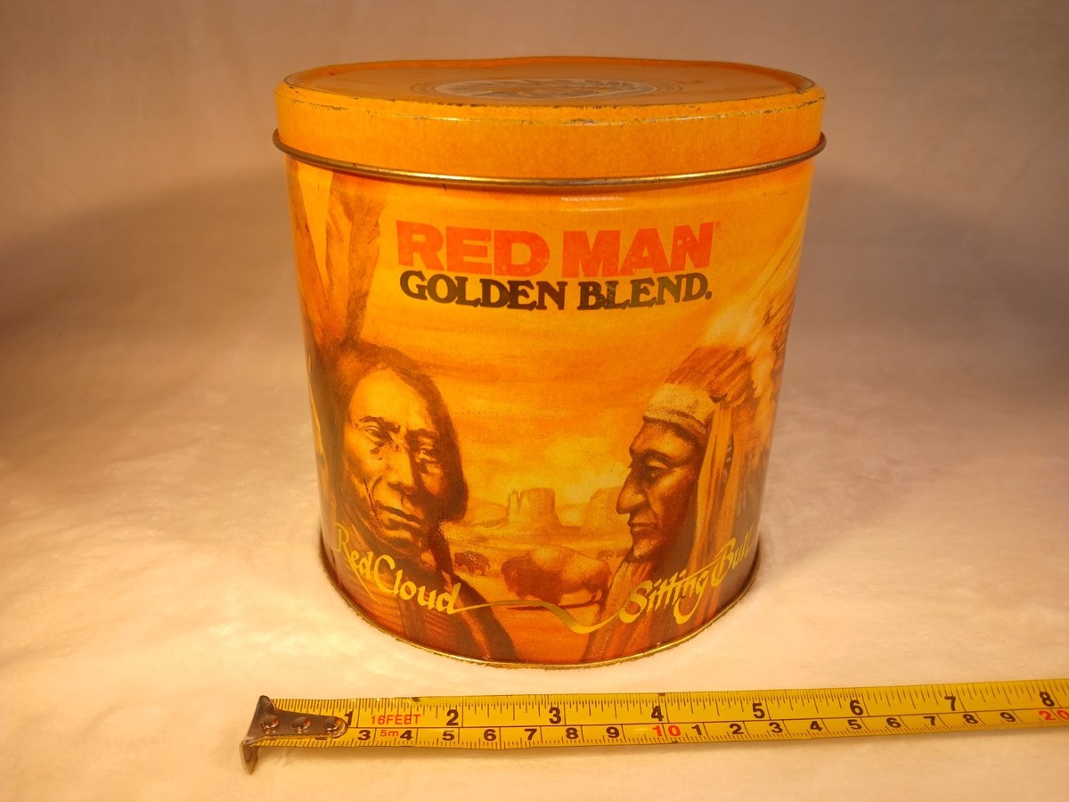 red man tobacco tins Vintage Chewing Tin Box Canister Vintage 1992 Limited Edition Red Man Tobacco Tin -