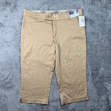 Riders Lee Slimming Capri Pants NEW Size 18 M Brown Stretch Waist Casual Walking