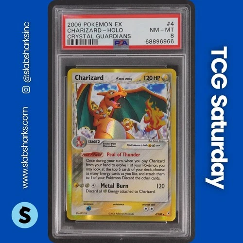 2006 POKEMON EX CRYSTAL GUARDIANS #4/100 CHARIZARD HOLO PSA 8