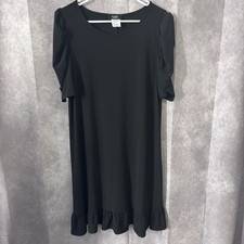 MSK Dress Womens PXL Black Ruched Sleeve Knee Length Stretch Sheath Ruffle Hem