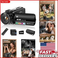 High-Sensitivity 4K Camcorder with Remote Control & Two Batteries for Filmmakers