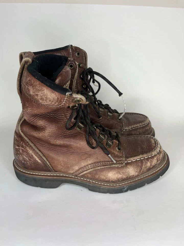 Botas de trabajo de combate Carolina de cuero marrón con cordones para mujer talla 7M US/38EU Foto 2 de 4