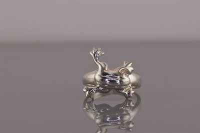 Sterling Silver Dimensional Frog Legs Band Ring 925 Sz: 7