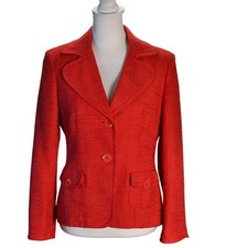 Vintage Talbots Petites Red Orange Textured Two Button Blazer Jacket 6P Cotton