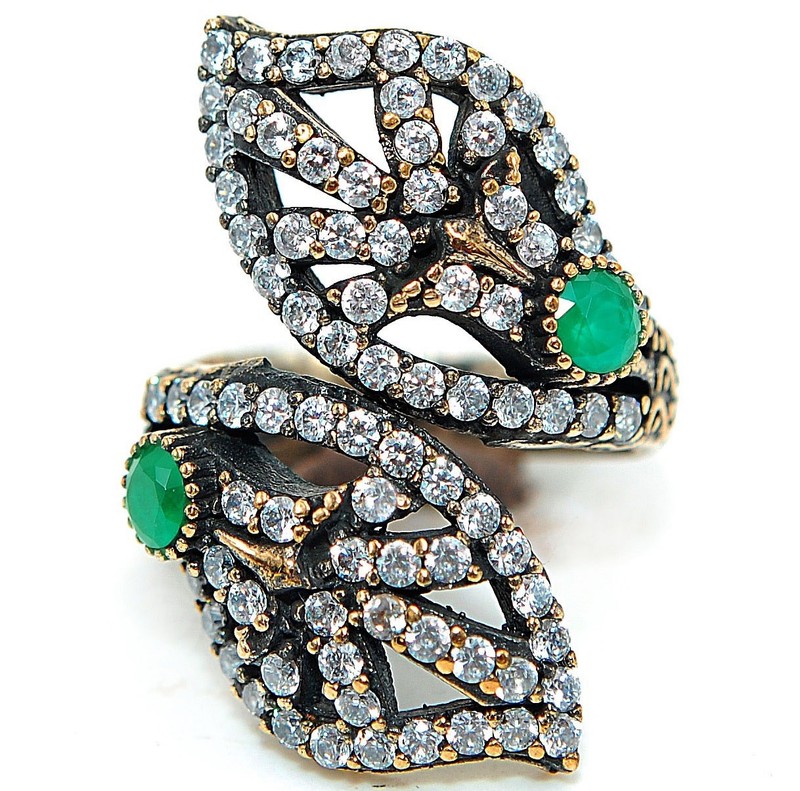 Ottoman 4CT Heat Treated Green Tourmaline 925 Sterling Silver Ring Sz 10 H2-1