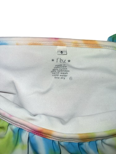 Flowers By Zoe Girls One Shoulder Tie Dye Ruffle Skirt Bikini Size 6 (Runs Big) - Picture 2 of 3