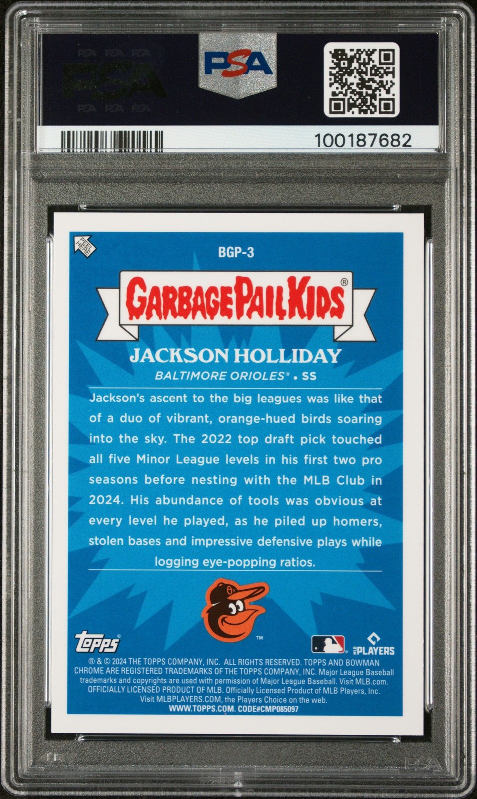 2024 Bowman Chrome Mega Box GPK Hovering Jackson Holliday Rookie #3 PSA 10 GS1 view 2