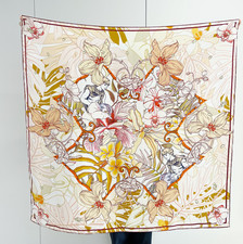 100 Silk Mulberry Wrap Shawl Square Big flower Print Bandanna Scarf 110X110cm