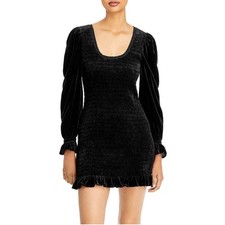 LoveShackFancy Women's Dorset Black Velvet Cocktail and Party Dress P