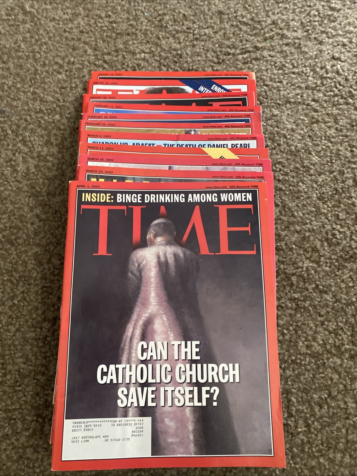 Time Magazine Lot Of 11 Year 2002  Jan-march World News And Events
