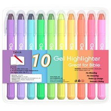 Tebik Gel Highlighter, 10 Colors Bible Safe 1 Count Pack of 10 , 10