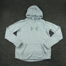 Under Armour Hoodie Womens Small Gray ColdGear Pullover Kangaroo Pocket Logo