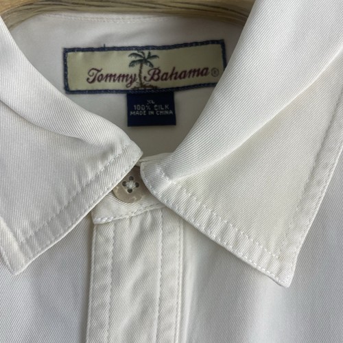Tommy Bahama Silk Button Down Shirt Mens XL Long Sleeve Cream Camp Casual - Picture 3 of 6
