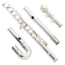 EASTROCK Silver Plated C Flute Closed Hole 16 Straight/Curved