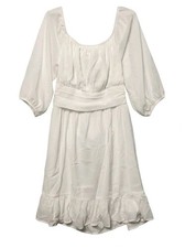 Dokotoo Dress Womens 2XL White Ruffle Hem Puff Sleeve Hi Low Square Neck New