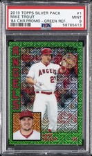 2019 TOPPS SILVER PACK 1984 CHROME PROMO GREEN REFRACTOR MIKE TROUT #/99 PSA 9