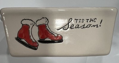 Nantucket Christmas Mini Loaf Stoneware Baking Dish 5'' x 3'' 2-sided design