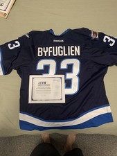 WINNIPEG JETS MIC TEAM ISSUE SIZE 56 AUTOGRAPHED DUSTIN BYFUGLIEN JERSEY REEBOK