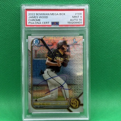 James Wood Signed Auto 2022 Bowman Chrome 1st RC DUAL PSA/DNA 9/10 🔥
