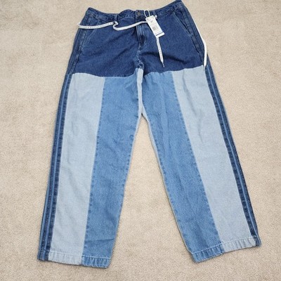 Adidas Women Size 36 KSENIASCHNAIDER Patchwork Straight Leg Jeans