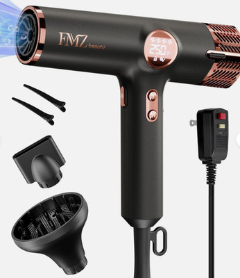 FMZ Professional Ionic Hair Blow Dryer Smart Display with Diffuser, 1875W High S