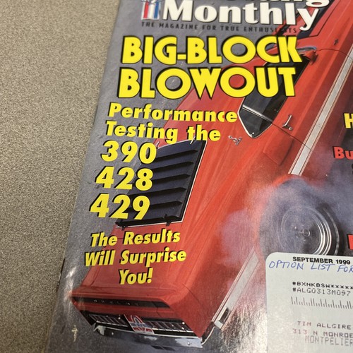 Mustang monthly/Sep/1999/ Big Black Blowout/390/428/429/65–68 Cowl Vent Repr.T86 - Picture 3 of 5